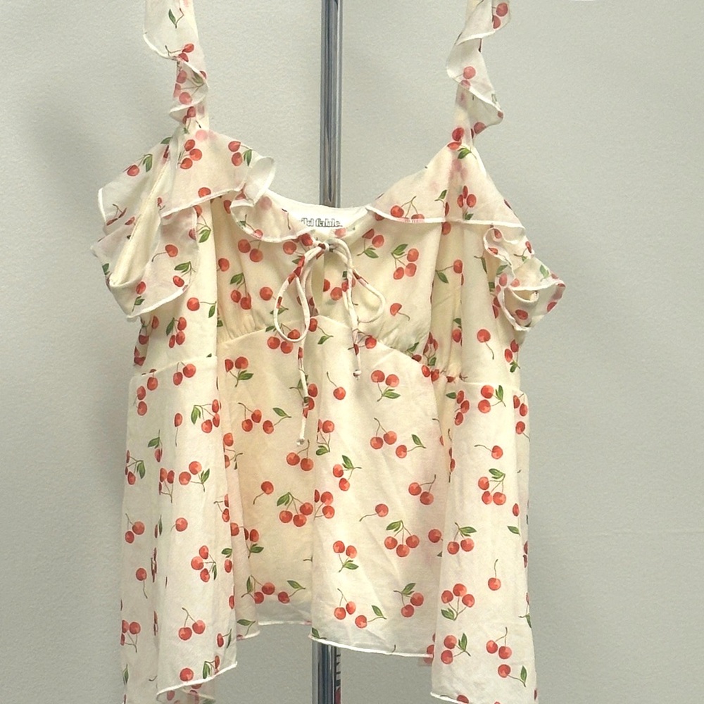 Wild Fable Cherry Print Camisole with Ruffles large